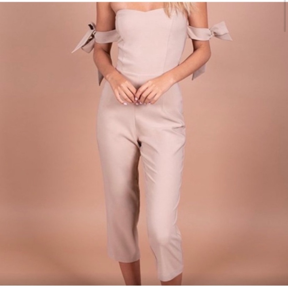 Tan Strapless Jumpsuit